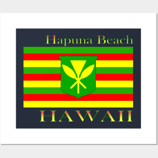 Hapuna Beach Hawaii Islands Hawaiian Flag Beach Posters and Art